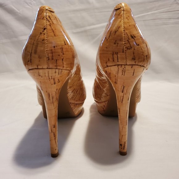Gianni Bini Patent Leather Cork Platform Heels Size 8 & Primeware Cork Wine Bag - Picture 3 of 13
